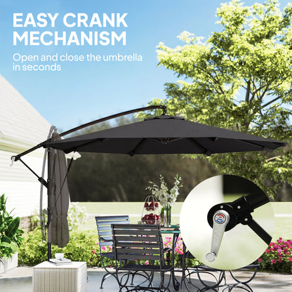 3 m Cantilever Parasol, Offset Umbrella with Cover and Wind Ropes