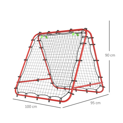 Rebounder Net Football Target Goal with Adjustable Angles, Red