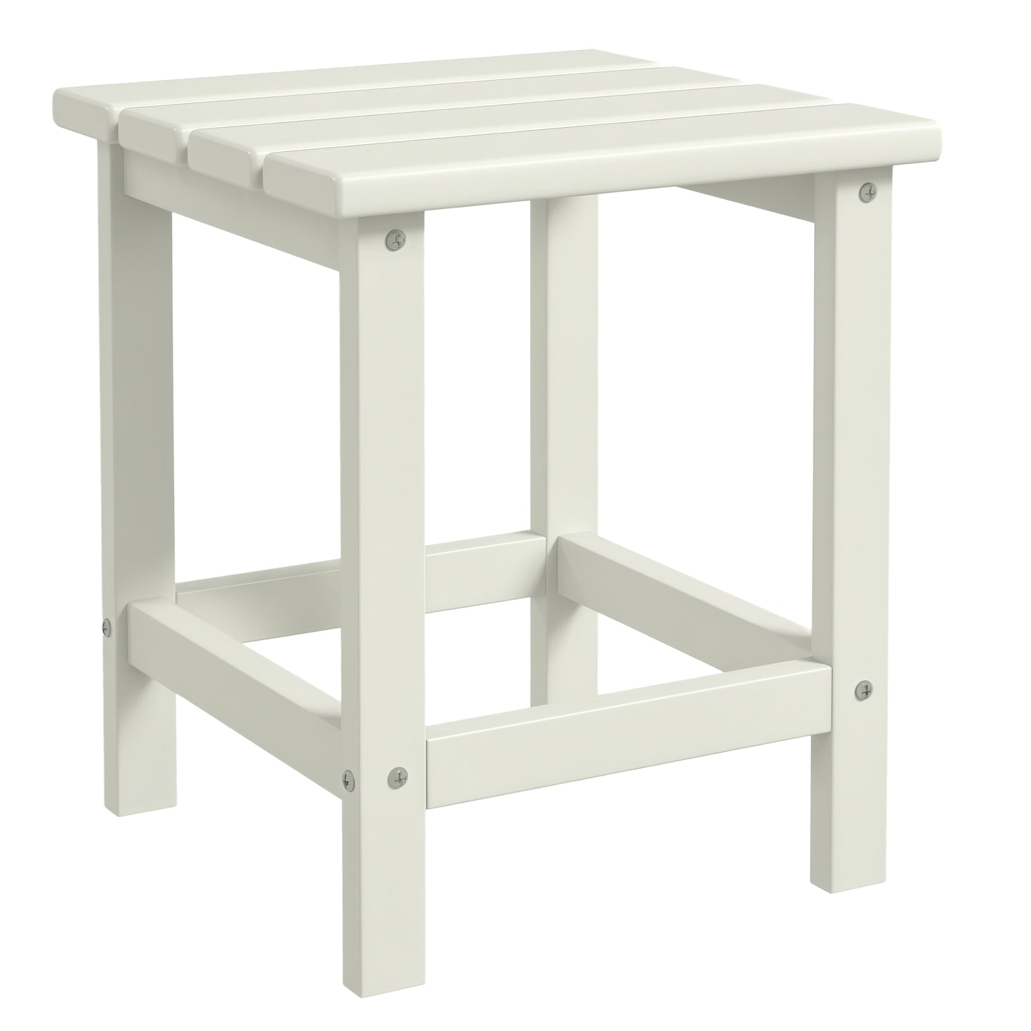Square Coffee Table, HDPE Side Table for Porch, Garden, White