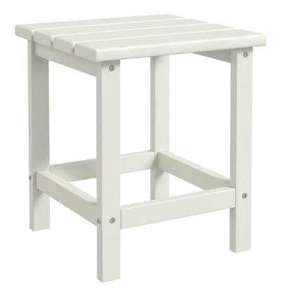 Square Coffee Table, HDPE Side Table for Porch, Garden, White