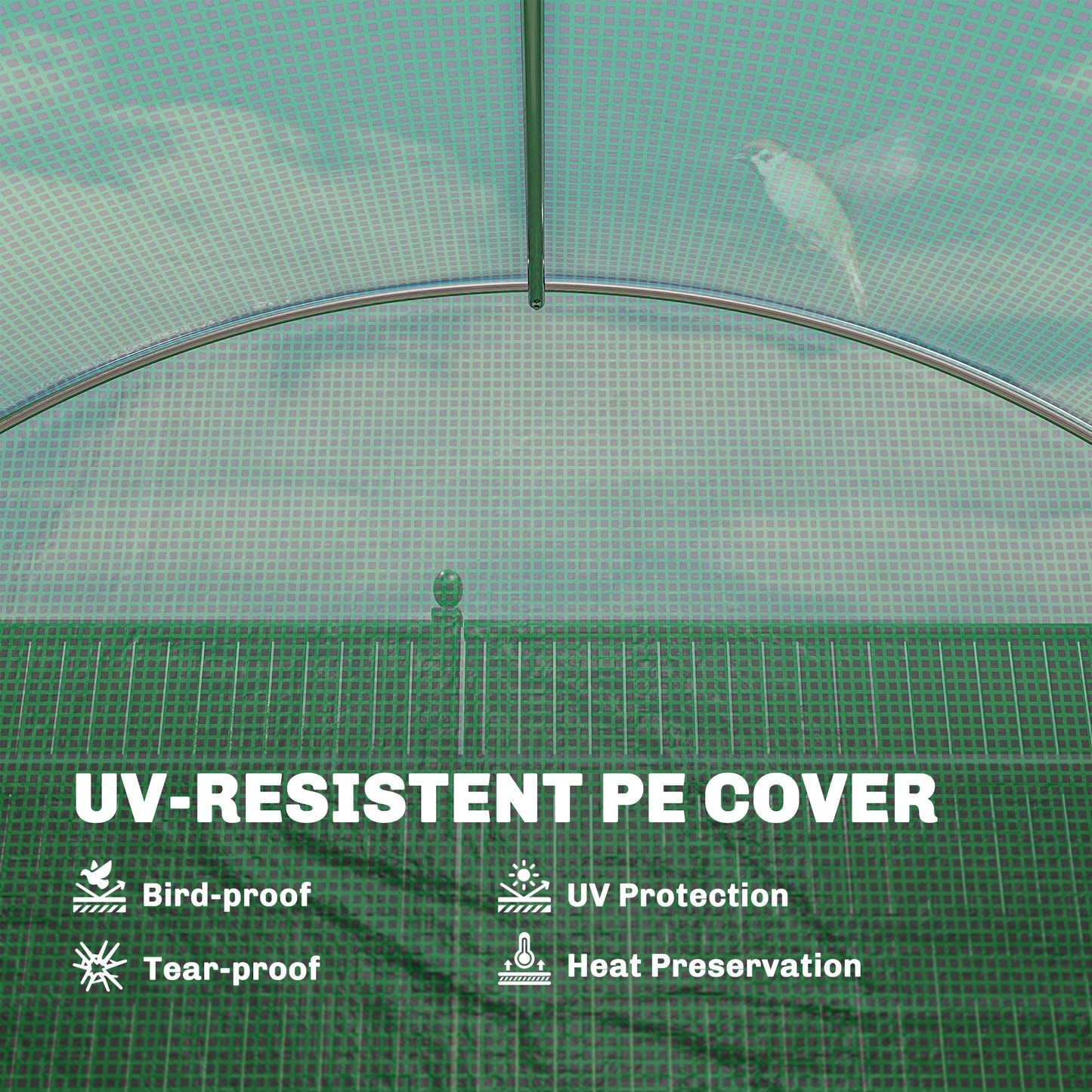 3 x 4 m Walk-in Polytunnel Greenhouse with 8 Windows, Garden Tunnel