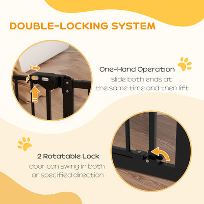 Metal 74-100cm Wide Adjustable Dog Gate Black