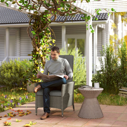 Rattan Garden Recliner Chair with Adjustable Backrest, Grey