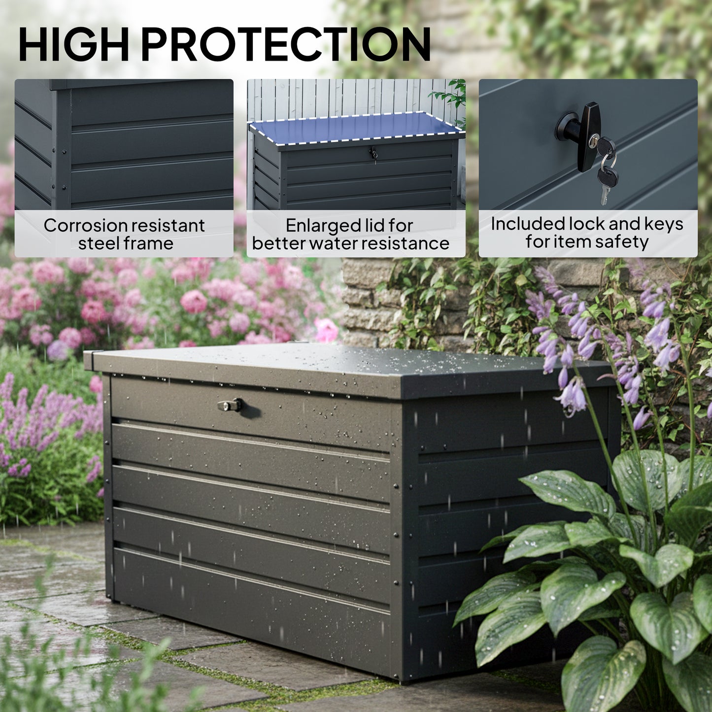 311L Garden Storage Box, Waterproof Outdoor Storage Box for Tools