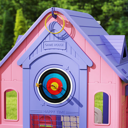 Playhouse for Kids Outdoor Indoor, 5 in 1 Garden House, Pink