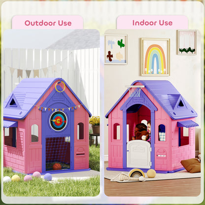Playhouse for Kids Outdoor Indoor, 5 in 1 Garden House, Pink