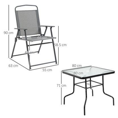 5 Piece Garden Dining Furniture Set w/ 4 Folding Chairs & Parasol Hole