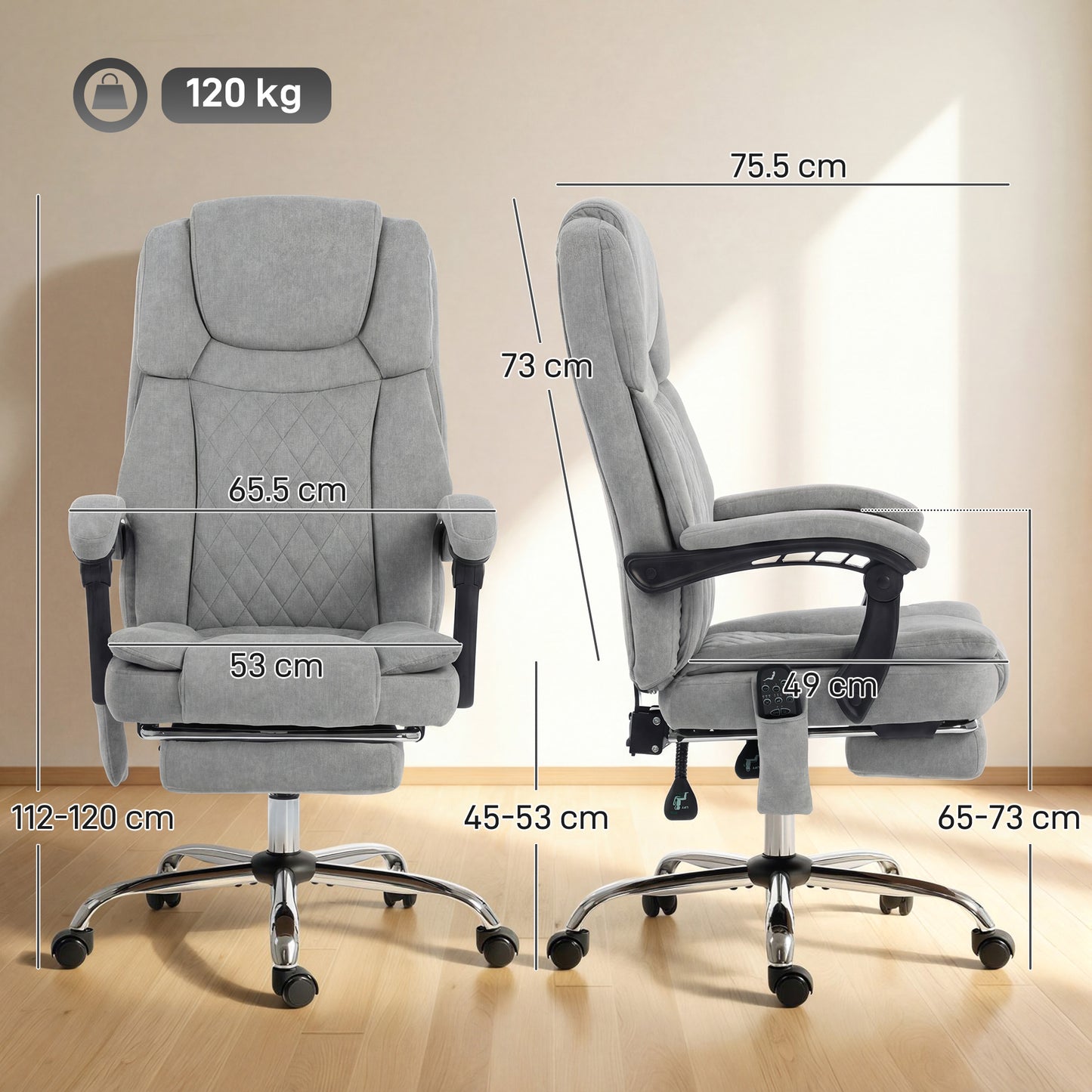 Executive Office Chair, Desk Chair with Massage and Heat, Grey