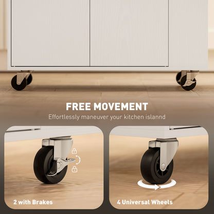 Kitchen Island with 3-Tier Spice Rack, Kitchen Cart with Towel Rack