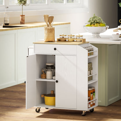 Kitchen Island with 3-Tier Spice Rack, Kitchen Cart with Towel Rack