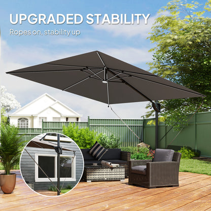 3 x 3 m Garden Cantilever Parasol w/ Light, Cover, Wind Protection