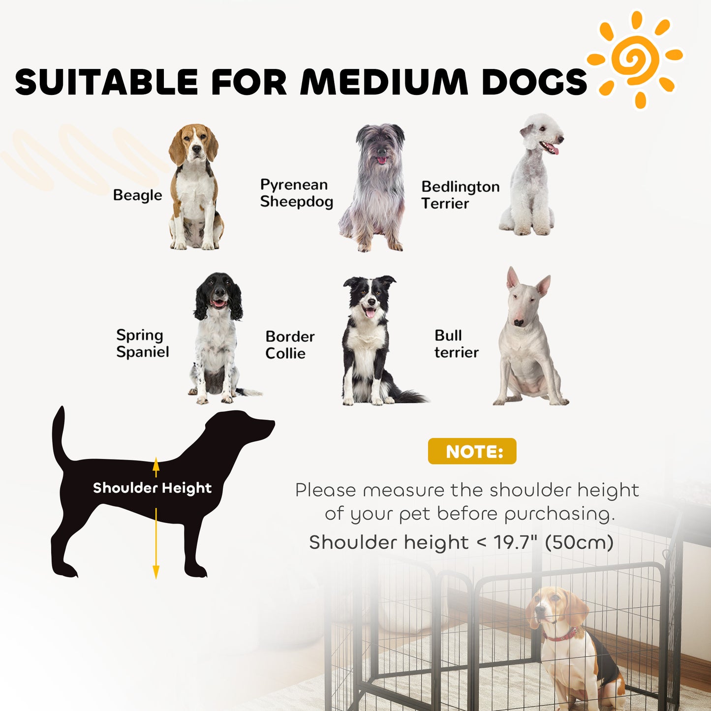 Dog Pen, 12 Panels Puppy Pen for Medium Dogs, 80cm High, Black