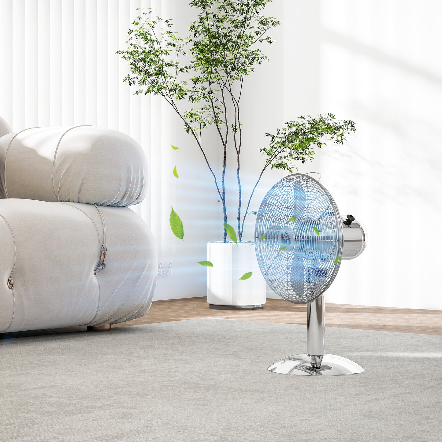 12" Metal Desk Fan with 3 Speed Settings, Wide-Angled Oscillation