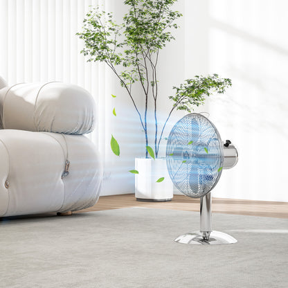 12" Metal Desk Fan with 3 Speed Settings, Wide-Angled Oscillation