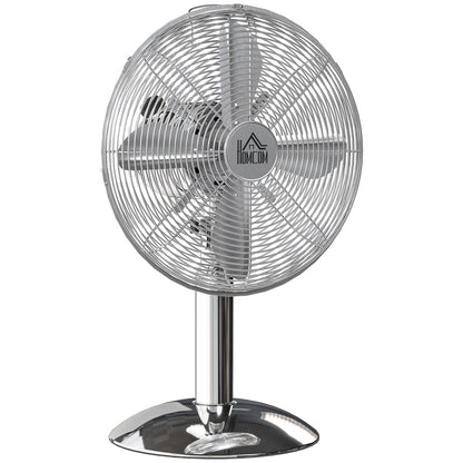12" Metal Desk Fan with 3 Speed Settings, Wide-Angled Oscillation