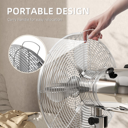 12" Metal Desk Fan with 3 Speed Settings, Wide-Angled Oscillation