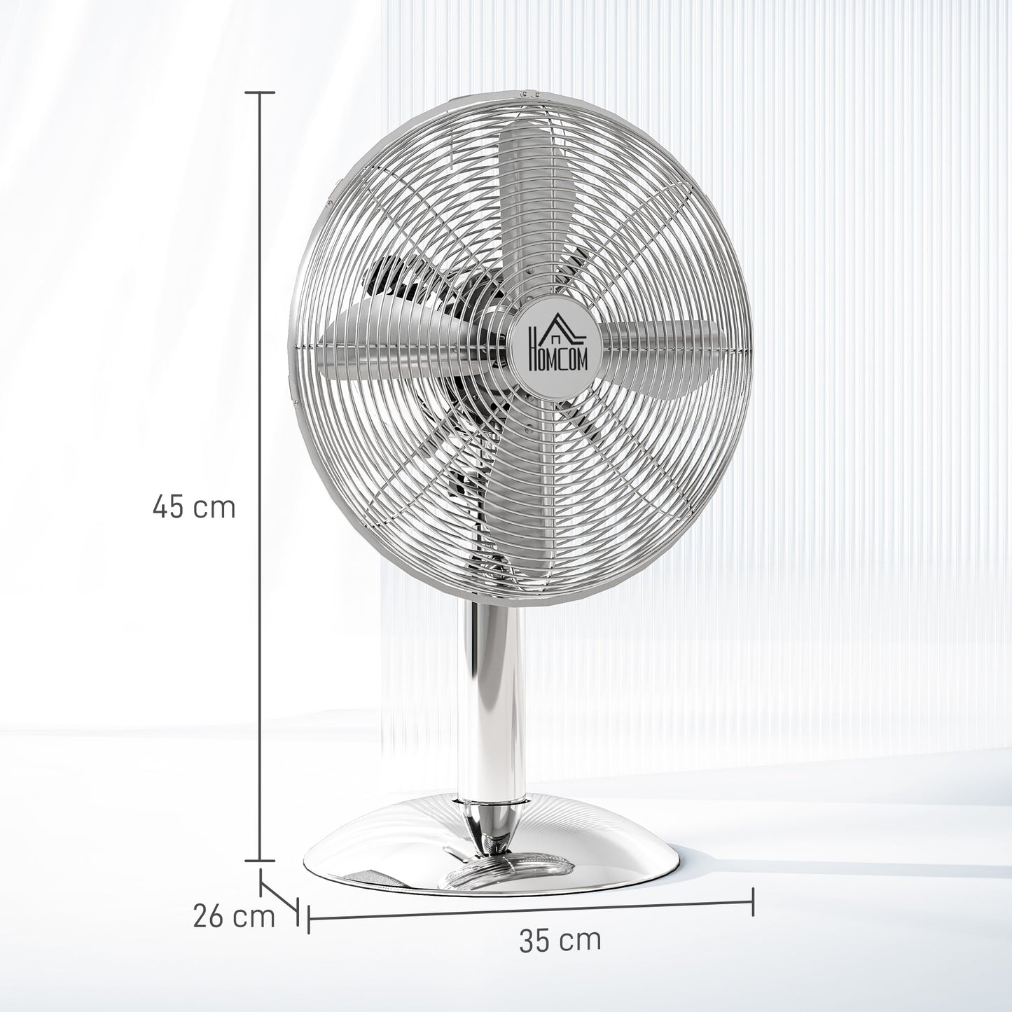 12" Metal Desk Fan with 3 Speed Settings, Wide-Angled Oscillation