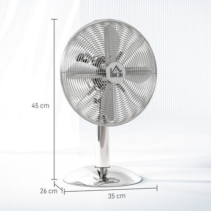 12" Metal Desk Fan with 3 Speed Settings, Wide-Angled Oscillation