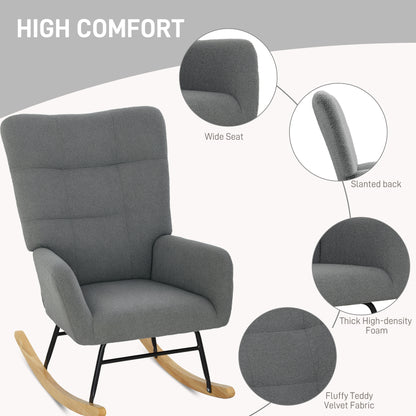 Rocking Chair, Modern Armchair with Backrest for Bedroom, Grey