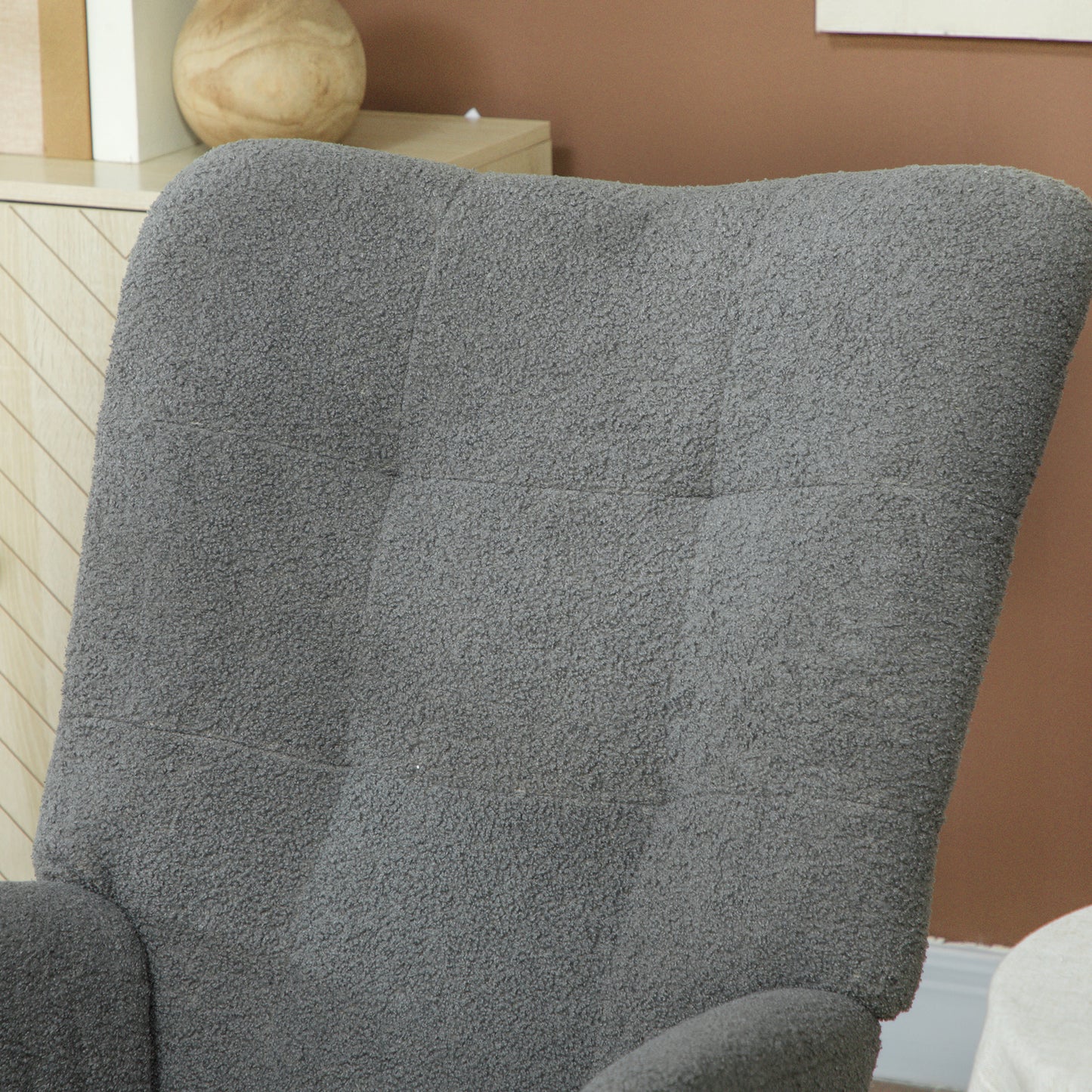 Rocking Chair, Modern Armchair with Backrest for Bedroom, Grey
