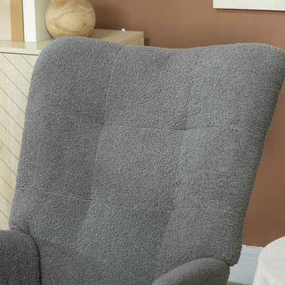 Rocking Chair, Modern Armchair with Backrest for Bedroom, Grey