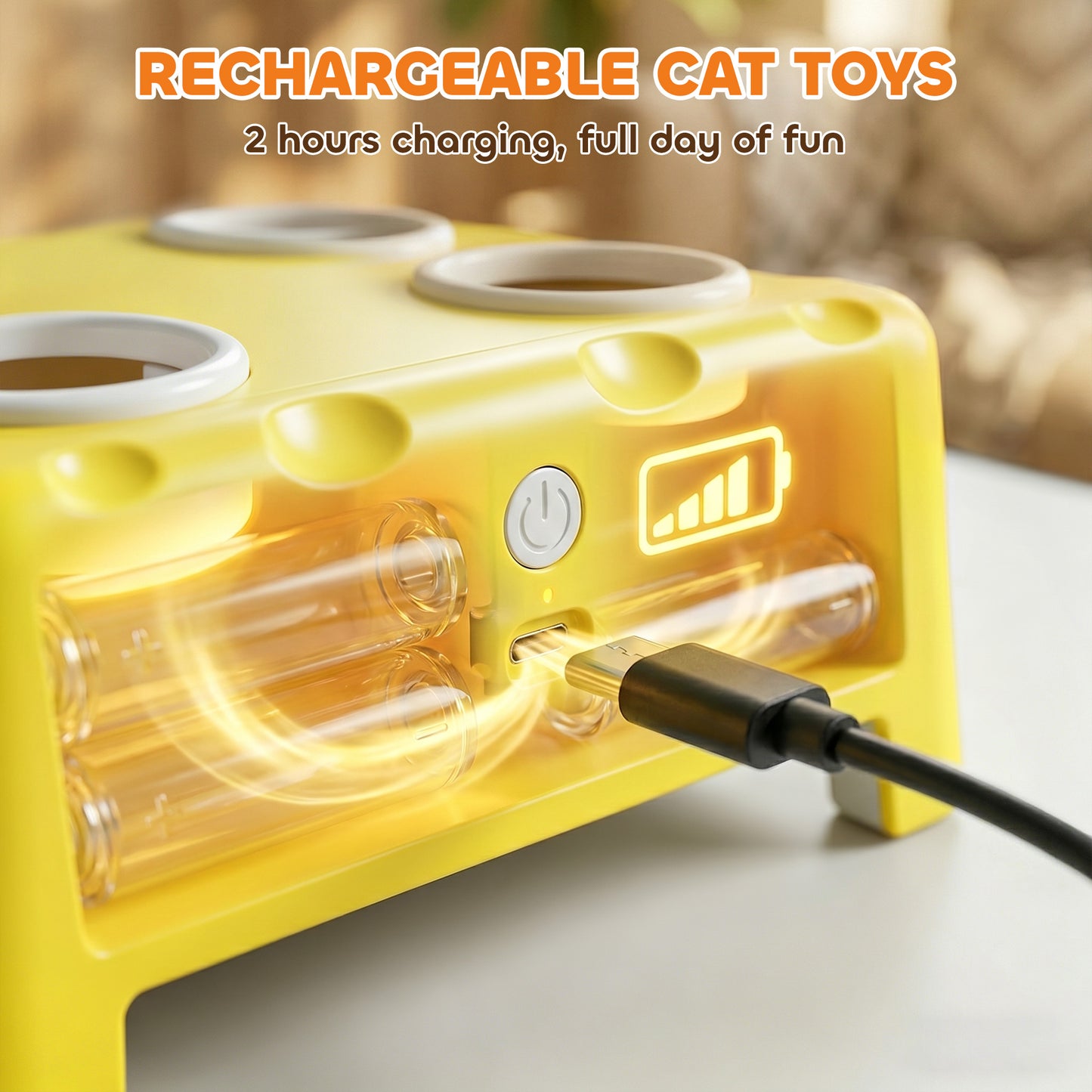 Interactive Cat Toys for Indoor Kittens & Adult Cats, Rechargeable Automatic Mouse & Feather Teaser Toy, 3 in 1 Play Modes with Smart Rest, Type-C Charging