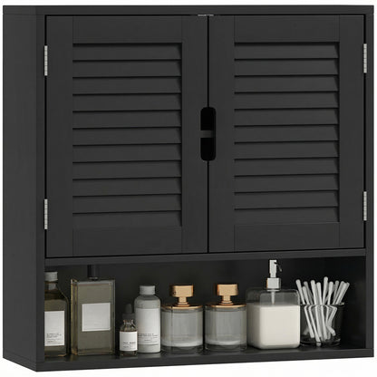 Bathroom Cabinet, Wall Mounted Cabinet with Adjustable Shelves, Black