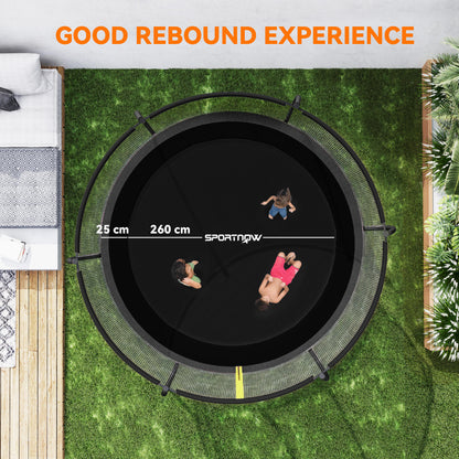 10ft Trampoline with Enclosure Net and Spring Cover, Black