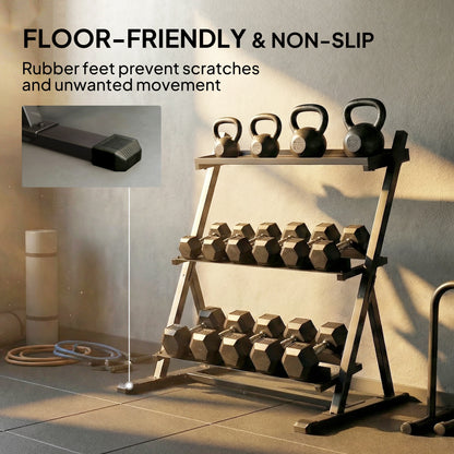 Dumbbell Rack 3-Tier Weight Organiser for Home Gym 200 KG Capacity