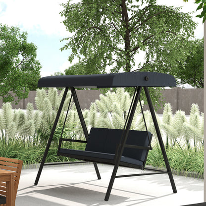 3 Seater Garden Swing Chair with Adjustable Canopy, Dark Grey