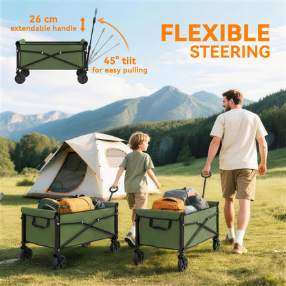 81L Festival Trolley on Wheels, Garden Folding Trolley Cart, Green