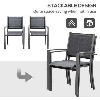 Garden Chairs Set Of 2 Outdoor Chairs with Steel Frame Texteline Seats for Camping Fishing Patio Balcony Grey Black