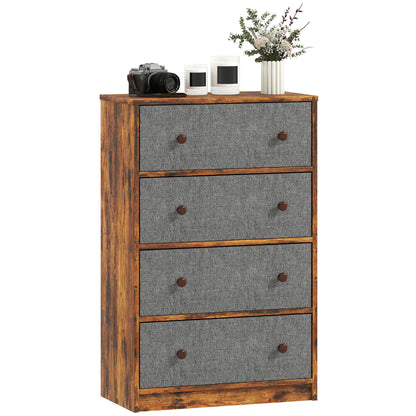 Chest of Drawers, 4 Drawer Dresser for Bedroom, Grey and Rustic Brown