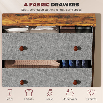 Chest of Drawers, 4 Drawer Dresser for Bedroom, Grey and Rustic Brown