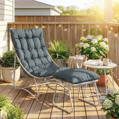 3 Piece Bistro Set, Outdoor Table and Chair Set with Footstool