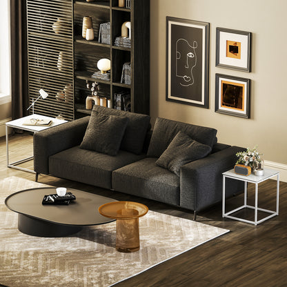 Nest of 2 Side Tables Set of Bedside Tables for Living Room White