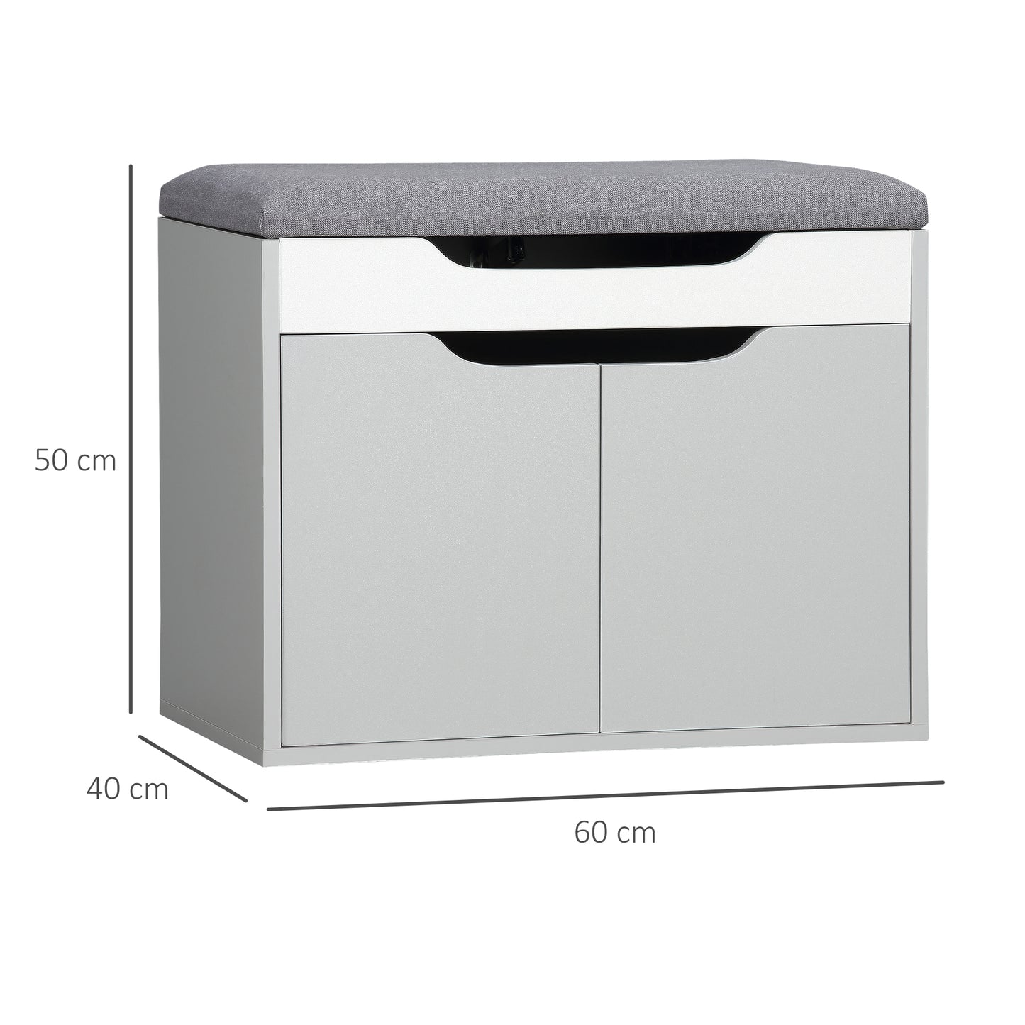 Upholstered Entryway Shoe Bench w/ Storage Cabinet for Living Room Grey