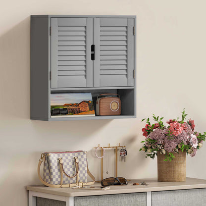 Bathroom Cabinet, Wall Mounted Cabinet with Adjustable Shelves, Grey