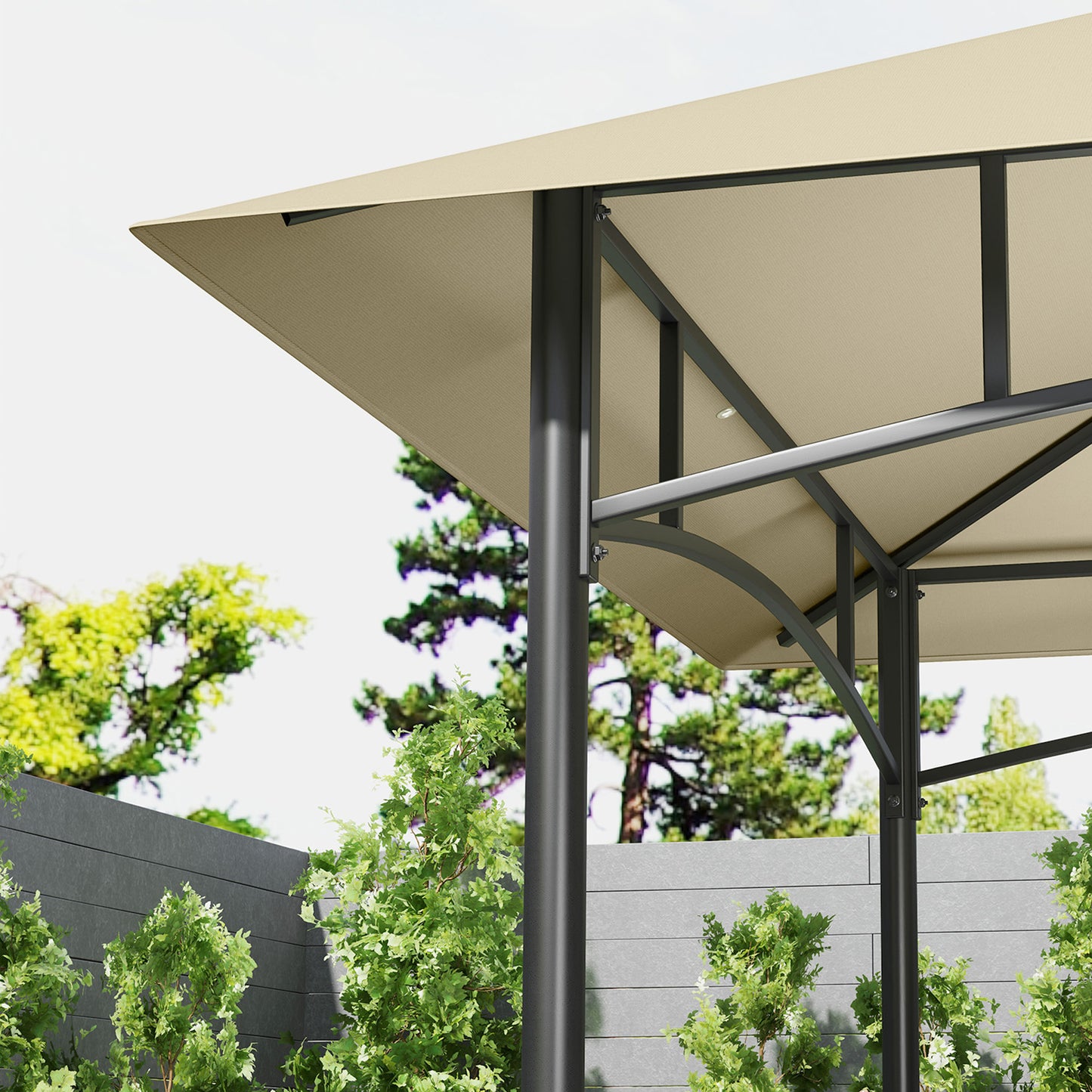 8' x 5' Grill Gazebo Canopy with 2 Side Shelves, Hook, Beige