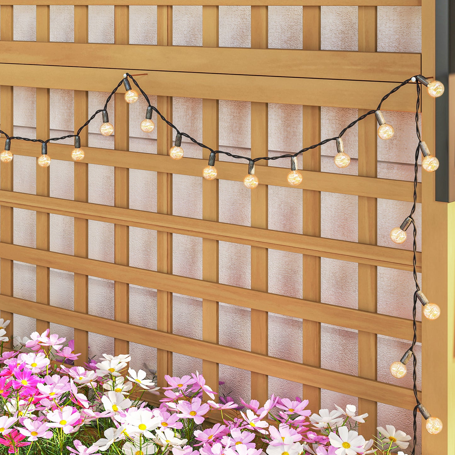Wood Planter with Trellis for Climbing Plants Planter Box Yellow