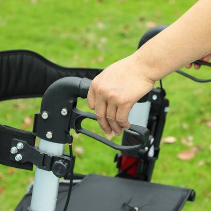 Fully Folding Rollator Walker with Seat, Backrest, Bag, Red