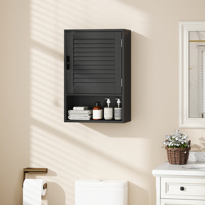 Bathroom Cabinet, Wall Mounted Cabinet with Adjustable Shelves, Black