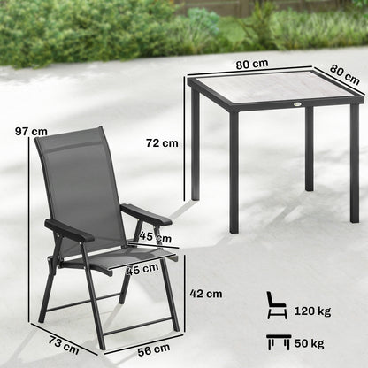 5 Pieces Outdoor Dining Set, Garden Dining Set for 4, Grey