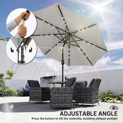 2.6 m Garden Parasol Umbrella with Light, Outdoor Patio Umbrella