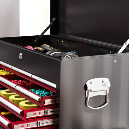 Rolling Tool Chest Lockable Roller Cabinet with with 14 Drawers Red