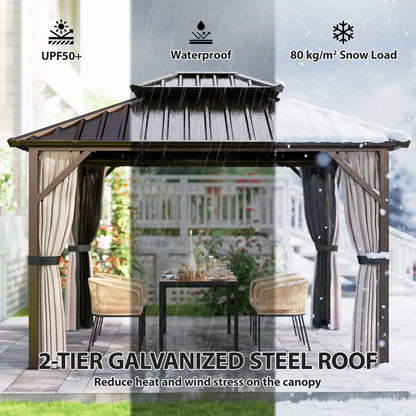 3 x 3 m Hardtop Gazebo Canopy with Aluminium Frame, Garden Gazebo