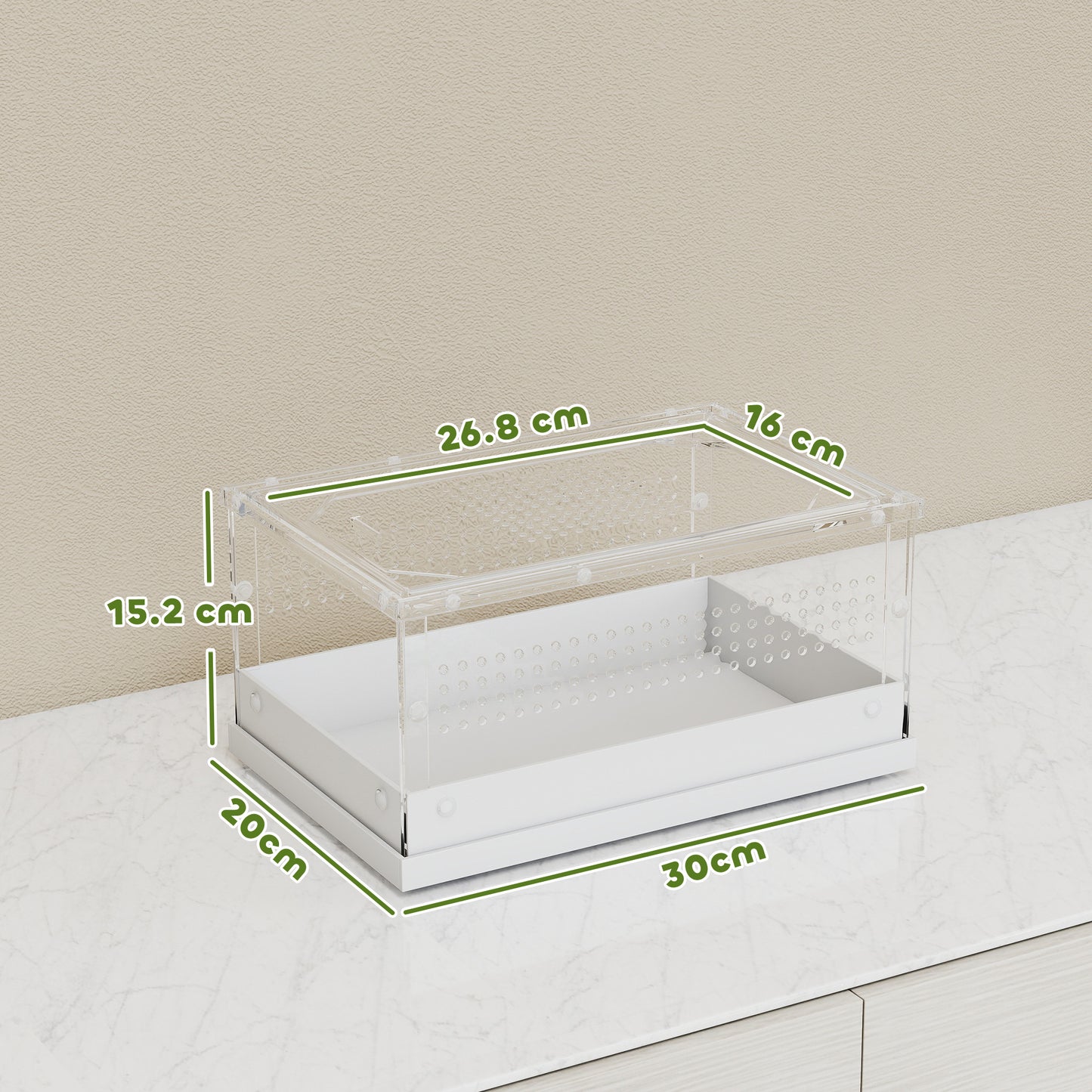 Reptile Terrarium, Vivarium Acrylic for Snake, Gecko, 30 x 20 x 15 cm