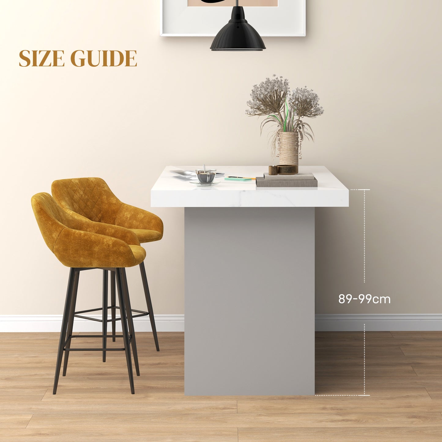 Bar Stools Set of 2, Velvet-Touch Fabric Counter Height Bar Chairs Brown