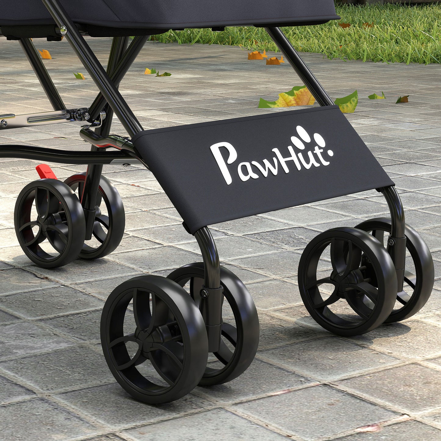 Foldable Dog Stroller with Mesh Windows for Mini Dogs, Dark Grey