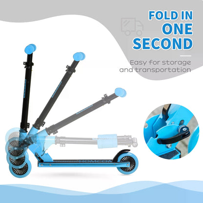 Scooter for Kids Toddler Foldable Kick Scooter with Adjustable Height Brake for Boys and Girls 3-8 Years Aluminium Blue
